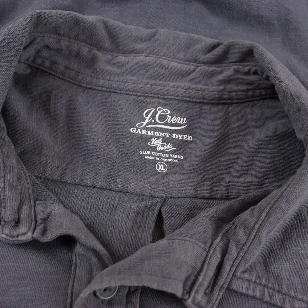 J Crew Garment Dyed Harbor Slub Cotton Gray Long Sleeve Button Shirt Mens XL